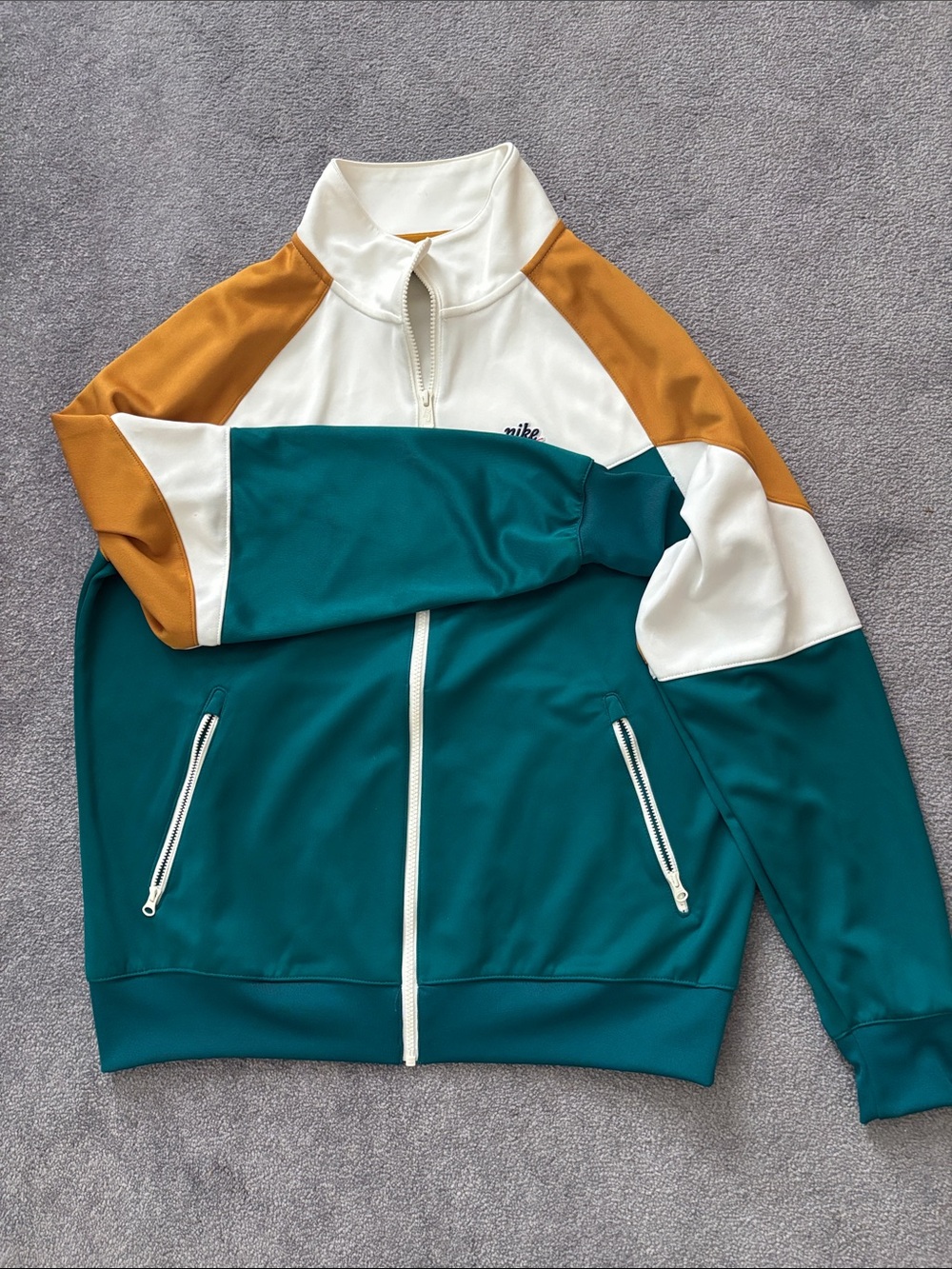 Nike Teal White Gold Colorblock Track Jacket
